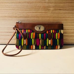 Fossil Keyper Colorful Multicolor Canvas Wristlet